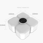 White flower-shaped smart storage container with dimensions 210mm x 210mm x 112mm