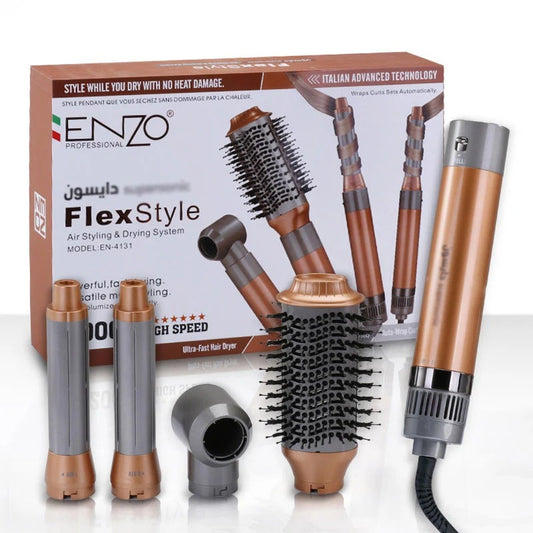 Enzo Professional FlexStyle air styling and drying system with various hair attachments.